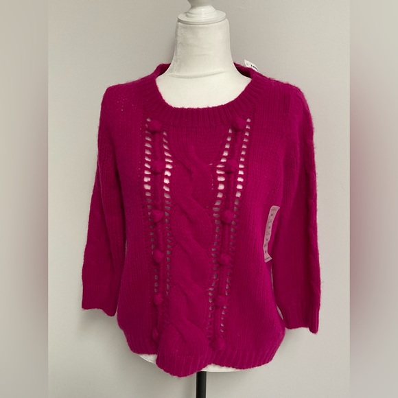 Old Navy Fuchsia 3/4 Sleeve Bobble Sweater NWT - Picture 3 of 8